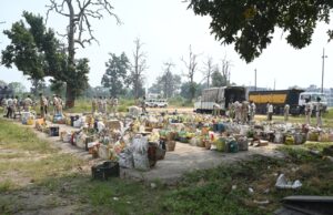 कोरबा पुलिस ने किया जप्तशुदा अवैध मदिरा का विधिवत नष्टीकरण