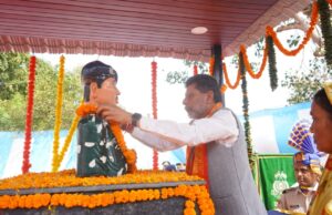 भाजपा प्रदेश अध्यक्ष देव ने शहीद जवान देवेंद्र कुमार सेठिया की प्रतिमा का किया अनावरण
