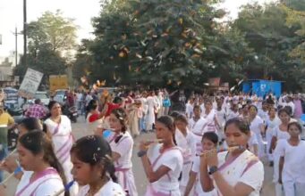 राष्ट्र सेविका समिति कोरबा के पथ संचलन में कोरबा जिला शक्ति जिला चांपा जांजगीर जिले की नारी शक्तियों ने भी जोर दिखाया