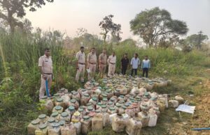 बिलासपुर में अवैध शराब पर पुलिस का बड़ा एक्शन: 6000 किलो महुआ लाहन जब्त, झाड़ियों में छिपाए 300 डिब्बे बरामद
