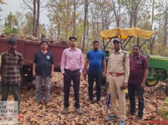 कुसमी वन परिक्षेत्र में अवैध पत्थर उत्खनन टैक्टर जब्त: मालिक हरीगोविंद यादव पहले भी अवैध लकड़ी कटाई में था शामिल।