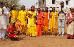 सरस्वती शिशु मंदिर गुल्लू में हिंदू नववर्ष शोभायात्रा निकाली गई