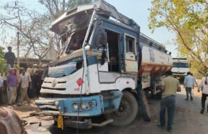 भवानीपुर के पास भीषण सड़क हादसा: रेत से भरी हाइवा और डीजल टैंकर की आमने-सामने टक्कर, दोनों चालक घायल