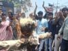 नारी शक्ति वंदन अधिनियम का विरोध करने वाली कांग्रेस पार्टी का महिला मोर्चा व युवा मोर्चा ने फूंका पुतला