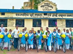 शाला प्रवेश उत्सव में निःशुल्क सायकल वितरण से बालिकाओं में हर्ष
