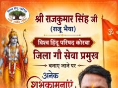 राजकुमार सिंह जी (राजू भैया) को विश्व हिन्दू परिषद कोरबा जिला गौ सेवा प्रमुख का दायित्व