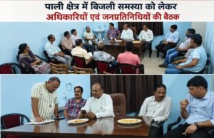 सांसद प्रतिनिधि प्रशांत मिश्रा के आंदोलन वाले पत्र के बाद हरकत के आया बिजली विभाग,पाली में हुई व्यवस्था सुधारने बैठक