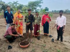 ग्राम बोरिद में भारतीय किसान संघ द्वारा किया गया वृक्षारोपण