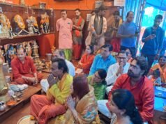 बिलासपुर तिलक नगर हनुमान मंदिर मे पूजा पश्चात प्रभु श्री राम जी हनुमान जी की शोभा यात्रा