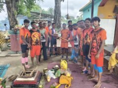 कोपरा में कांवड़ियों ने किया भगवान शिव का जलाभिषेक, 16 सदस्यीय टोली ने तीन घंटे में पूरी की 80 किमी डाक कांवड़ यात्रा