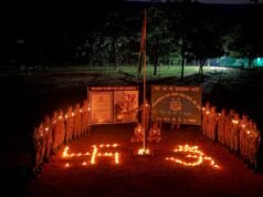 सेवा संकल्प अभियान के अंतर्गत कर्रेगुट्टा की पहाड़ी पर प्रज्वलित किया गया आशीर्वाद का दीप