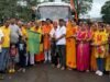 राधे मोहन रामायण समिति गौरेला के 42 श्रद्धालुओं का जत्था नर्मदा परिक्रमा के लिए रवाना ; नगर पालिका अध्यक्ष एवं उपाध्यक्ष ने हरी झंडी दिखाकर किया रवाना: