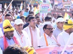 वोट बचाओ–देश बचाओ मार्च में शामिल हुए विधायक ओंकार साहू