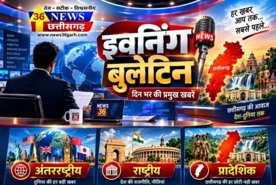 13 अक्टूबर 2026 – दिनभर की बड़ी खबरों पर एक नजर… देश-दुनिया में क्या बदला और छत्तीसगढ़ में क्या रहा खास? हर जरूरी खबर, एक ही बुलेटिन में — न्यूज़36गढ़ इवनिंग बुलेटिन